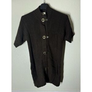 Michael Kors Brown Ribbed Knit Cardigan Toggle‎ Clasp Buttons Sz s